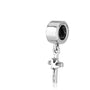 Dove and Cross Hanging Charm in 925 Sterling Silver, view 2 by Marina Jewelry