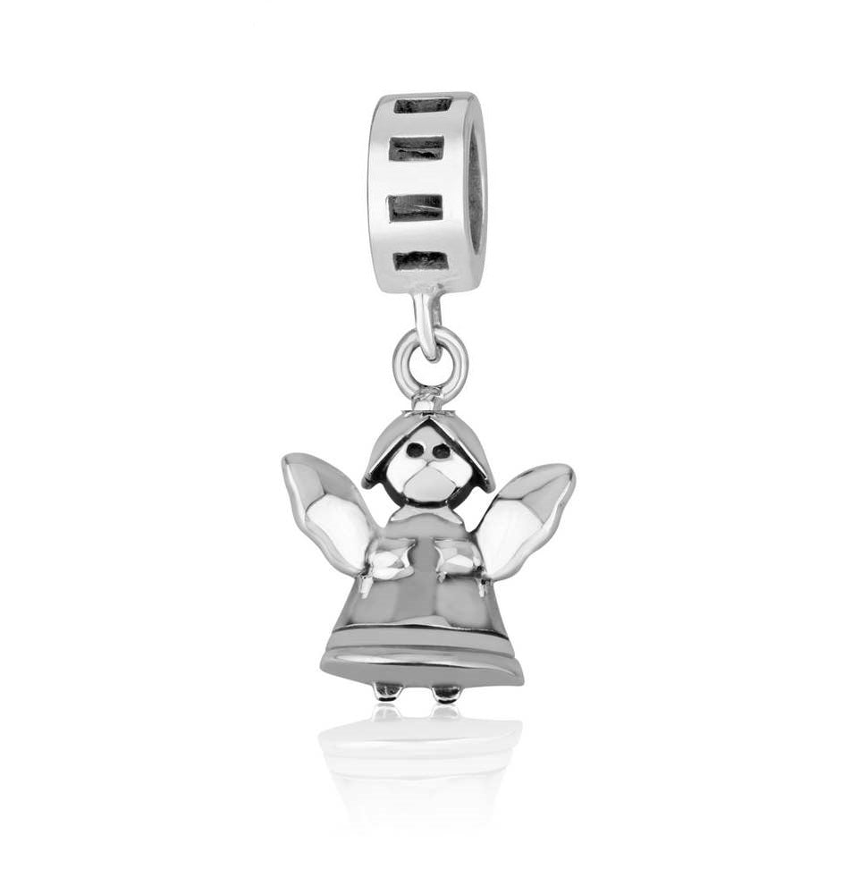 Plain silver angel charm in 925 sterling silver by Marina Jewelry