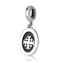 Oval Eilat Stone hanging charm with silver Jerusalem Cross by Marina Jewelry