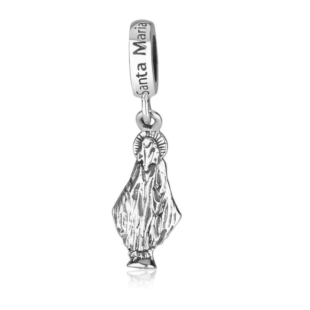 Santa Maria Charm in 925 Sterling Silver, Oxidized – side view