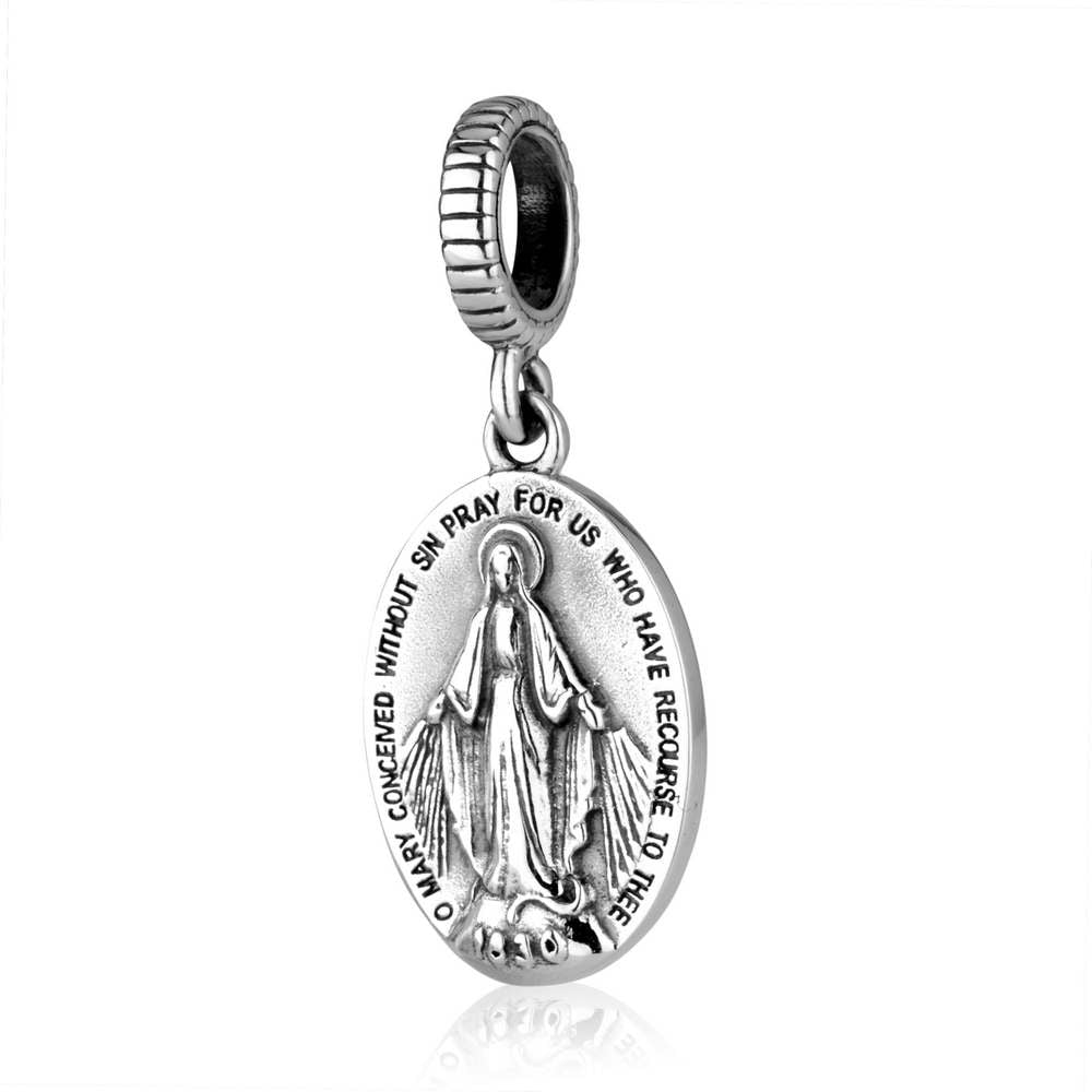 Miraculous Medal charm in 925 sterling silver by Marina Jewelry