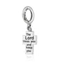Cross charm engraved The Lord bless you and keep you in sterling silver by Marina Jewelry