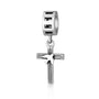 Ribbed Latin cross with dove hanging charm by Marina Jewelry