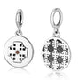 Round Jerusalem Cross coin charm with red stone in sterling silver by Marina Jewelry