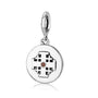 Jerusalem Cross Coin Hanging Charm in 925 Sterling Silver with Red Stone, view 3 by Marina Jewelry