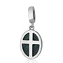 Oval Eilat Stone charm with silver Latin cross by Marina Jewelry