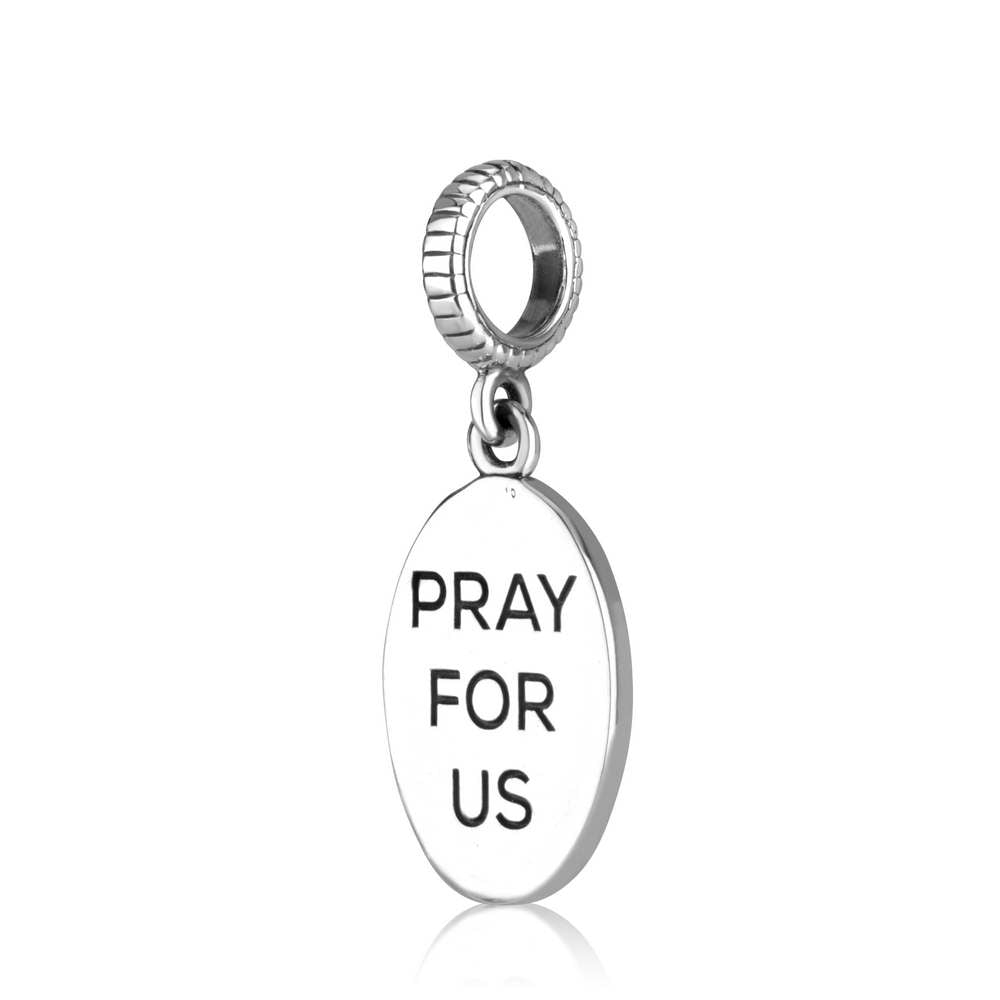Our Lady of Guadalupe Hanging Charm in 925 Sterling Silver, view 2 by Marina Jewelry