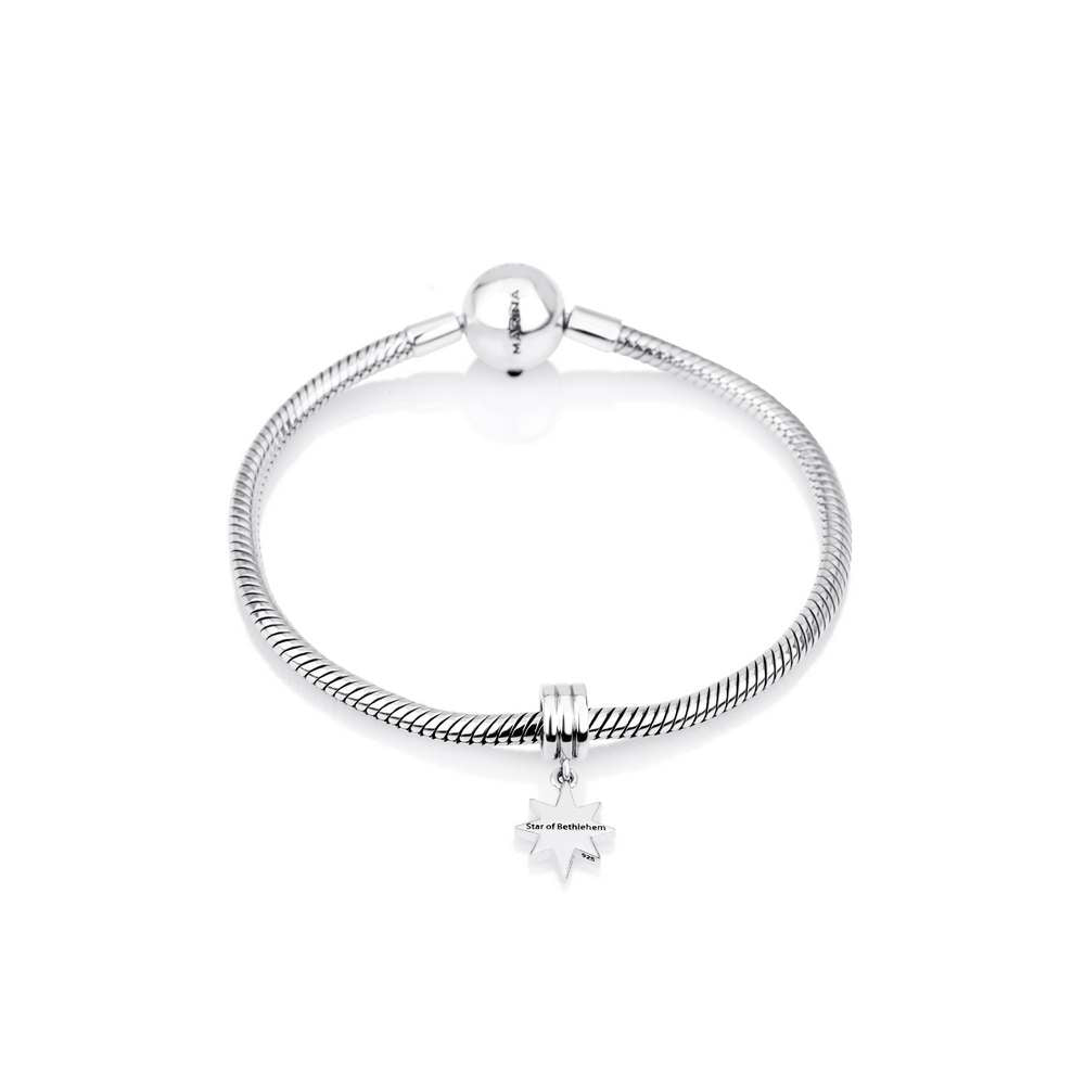 Star of Bethlehem Hanging Charm in 925 Sterling Silver, view 3 by Marina Jewelry