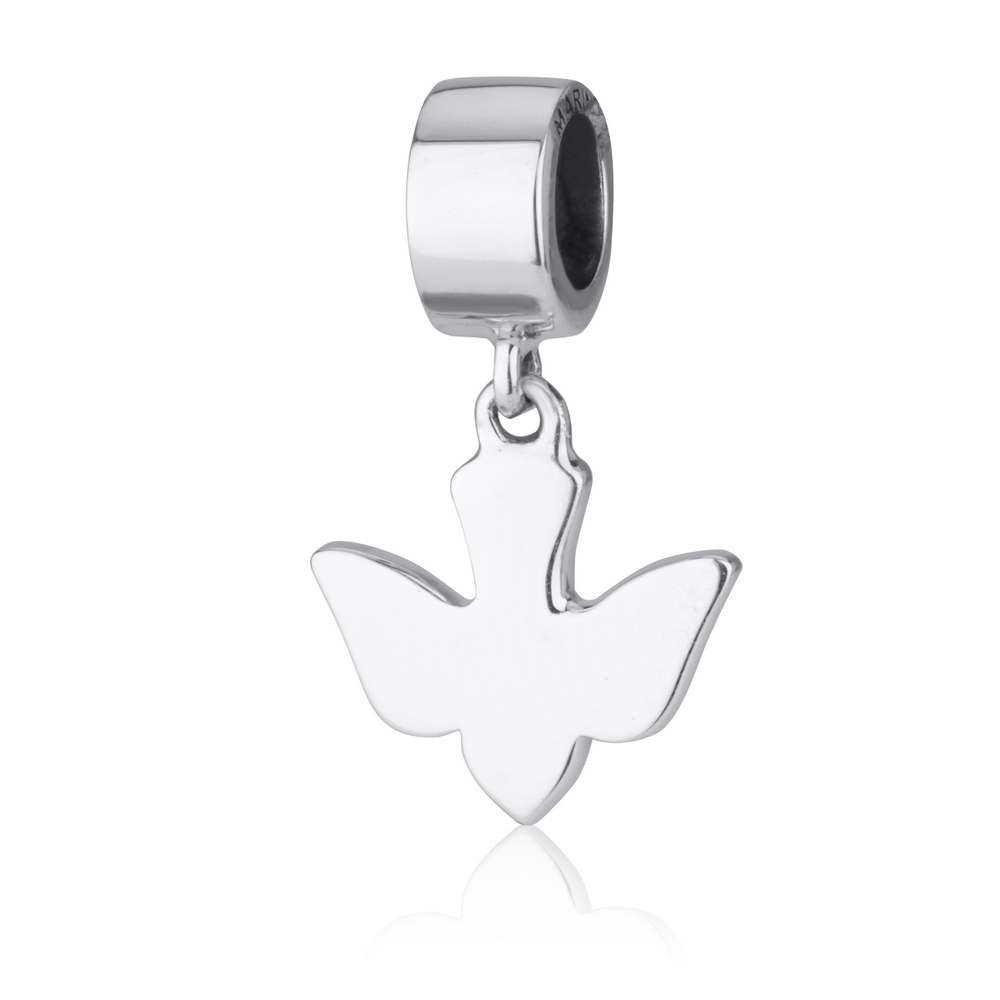 Polished dove hanging charm in sterling silver by Marina Jewelry