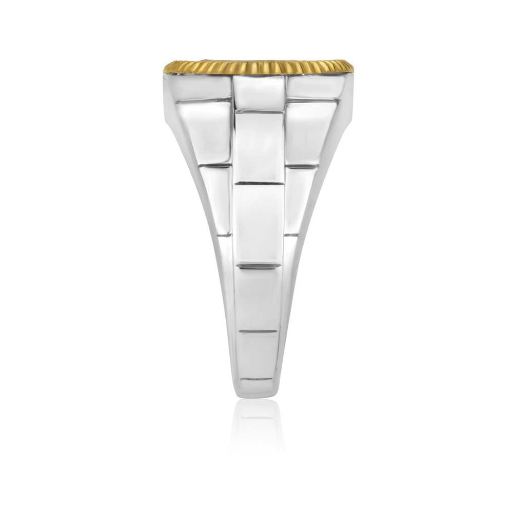 Jerusalem Cross Ring in 925 Sterling Silver and 18K Gold-Plating - For Men