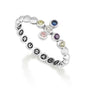 Multi-stone cross rosary band ring in 925 sterling silver by Marina Jewelry