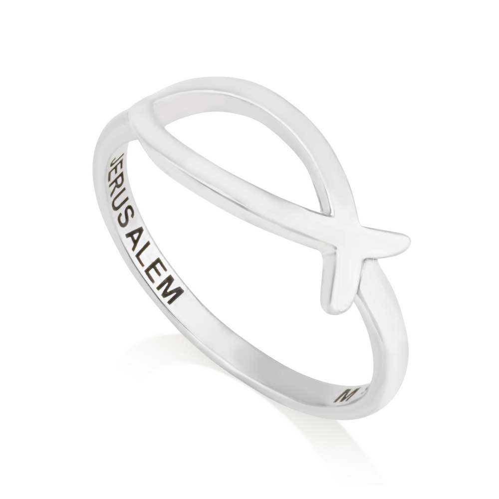 Ichthus fish ring in 925 sterling silver by Marina Jewelry