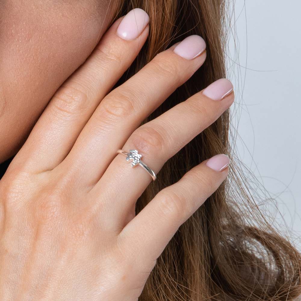 Textured dove ring in 925 sterling silver by Marina Jewelry