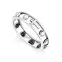 Open-frame cross rosary band ring in 925 sterling silver by Marina Jewelry