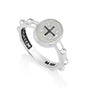 Rosary ring with white enamel Jerusalem Cross face in sterling silver by Marina Jewelry