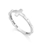 Sideways cross polished rosary band ring in 925 sterling silver by Marina Jewelry