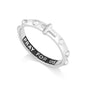 Open-frame oxidized rosary cross band ring in 925 sterling silver by Marina Jewelry