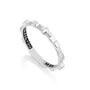 Cross and bead rosary band ring in 925 sterling silver, slim design, by Marina Jewelry