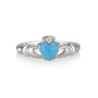 Blue opal Claddagh ring in 925 sterling silver by Marina Jewelry