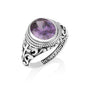 Bishop's amethyst cross ring in 925 sterling silver, In Servitio Dei engraving, by Marina Jewelry