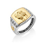 Men's Agnus Dei Lamb of God two-tone signet ring in 925 sterling silver and gold, by Marina Jewelry