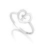Open heart and cross ring in 925 sterling silver by Marina Jewelry