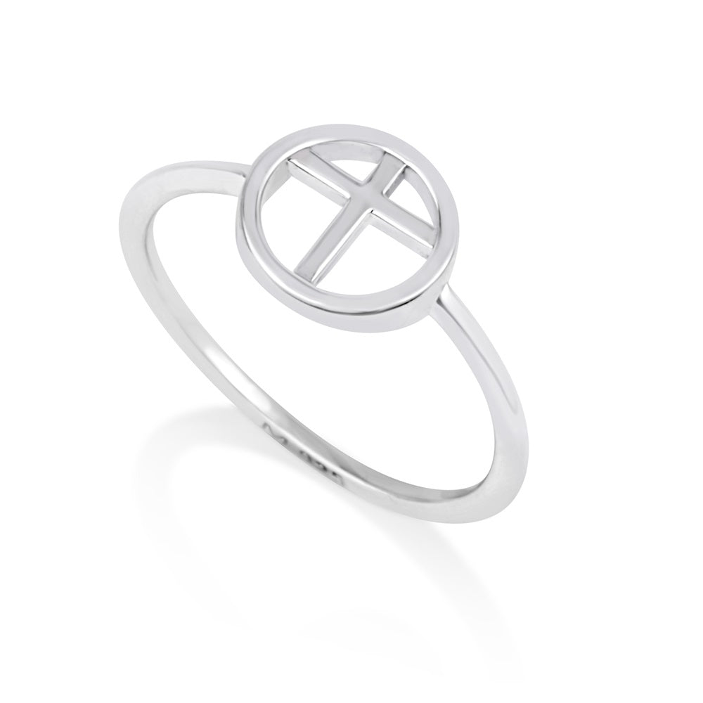 Circle cross ring in 925 sterling silver by Marina Jewelry