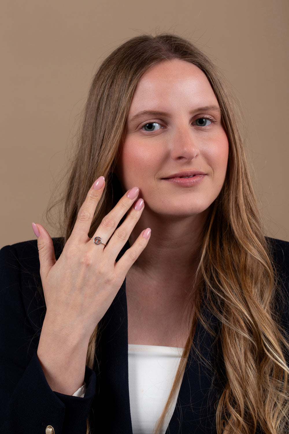 Circle cross ring in 925 sterling silver by Marina Jewelry