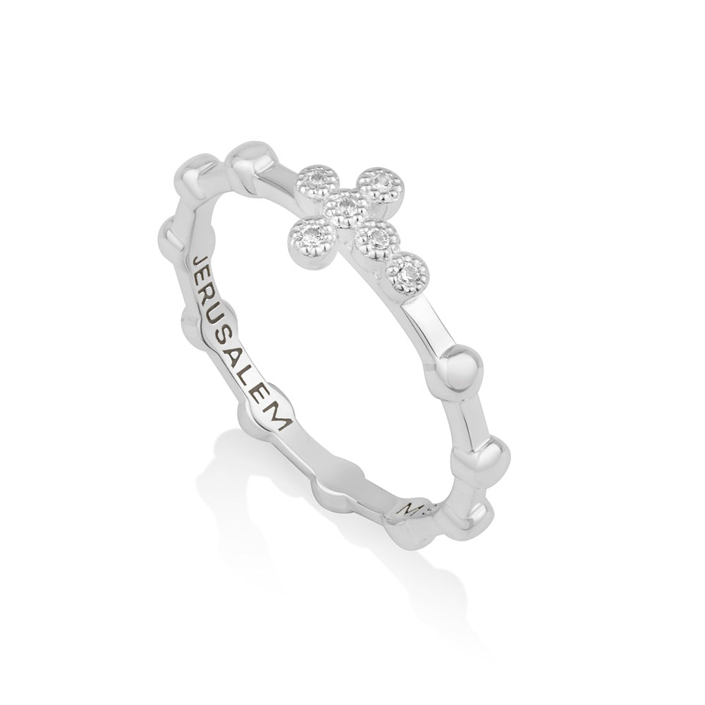Circle cross ring in 925 sterling silver by Marina Jewelry