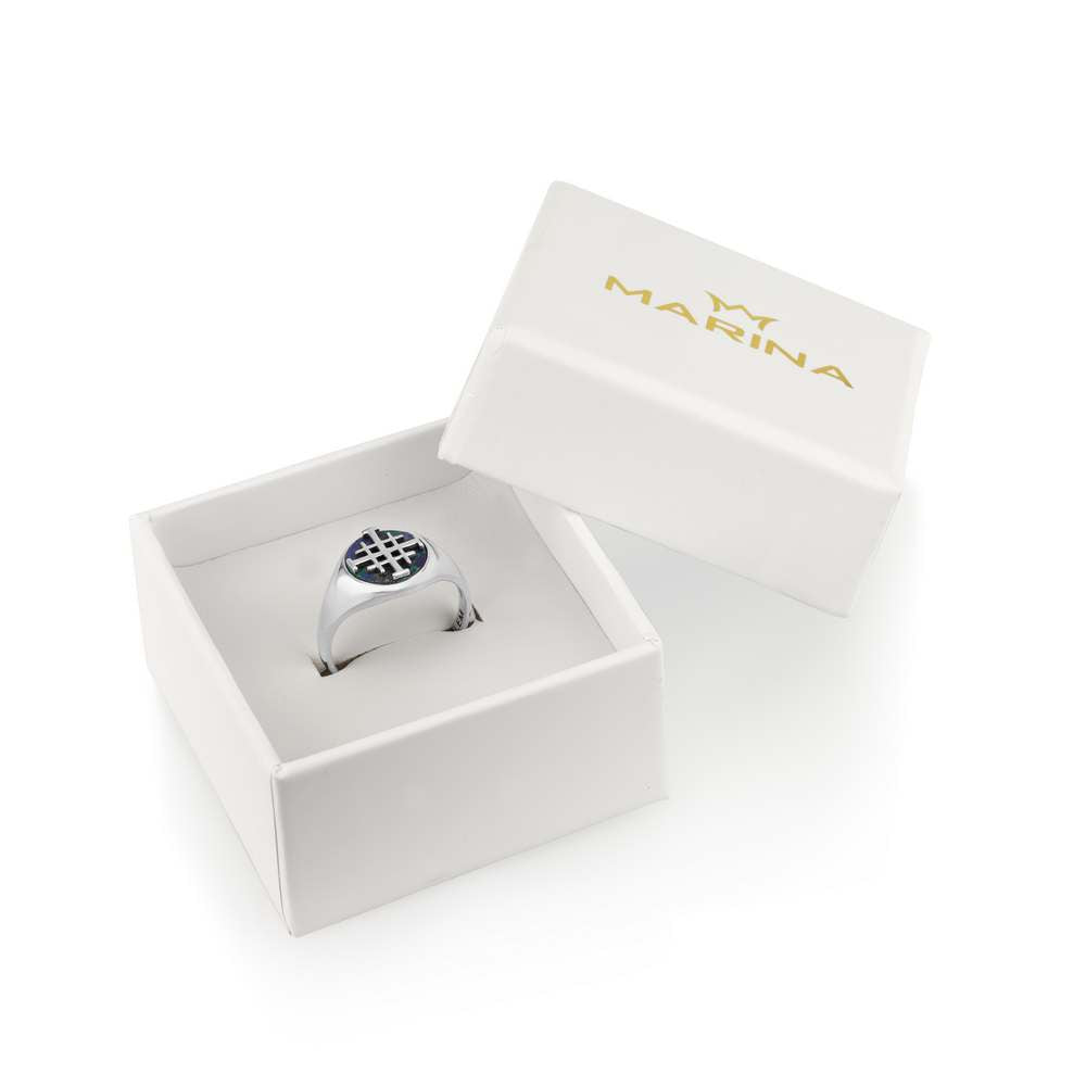 Jerusalem Cross Ring in 925 Sterling Silver with Eilat Stone