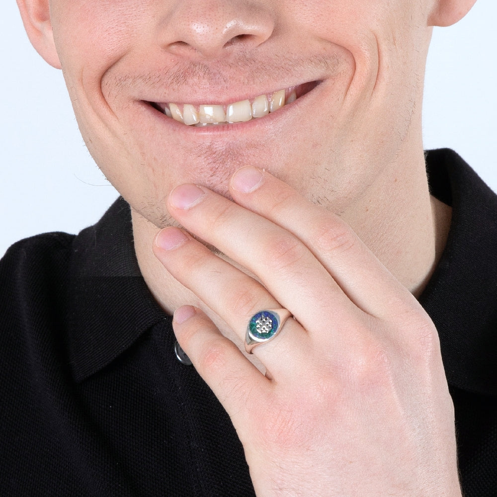Jerusalem Cross Ring in 925 Sterling Silver with Eilat Stone