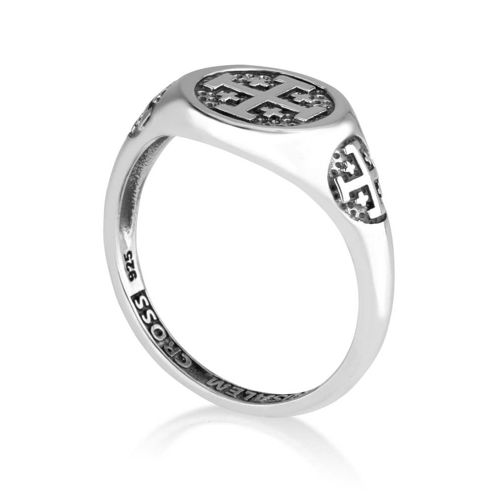 Jerusalem Cross Ring in 925 Sterling Silver, Oxidized