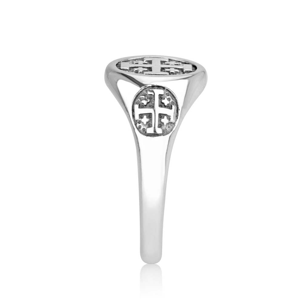 Jerusalem Cross Ring in 925 Sterling Silver, Oxidized