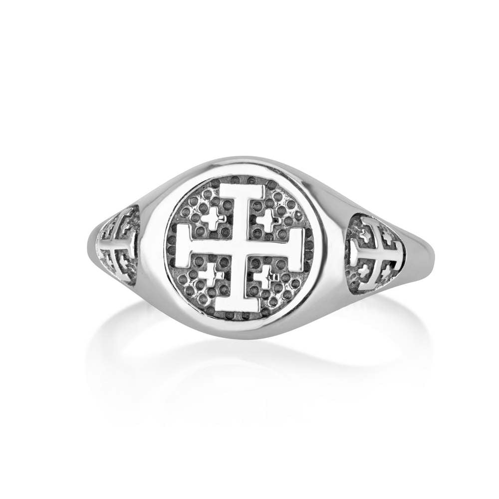 Jerusalem Cross Ring in 925 Sterling Silver, Oxidized