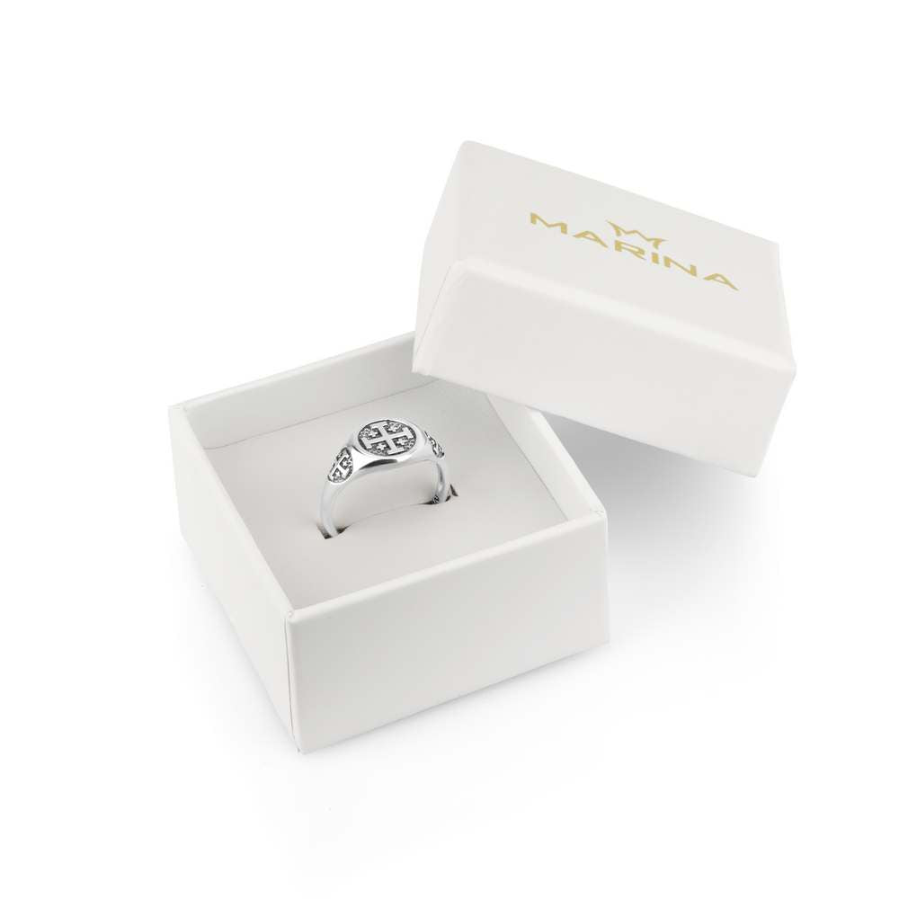 Jerusalem Cross Ring in 925 Sterling Silver, Oxidized