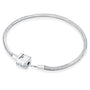 Snake Chain Bracelet with Block Clasp in 925 Sterling Silver