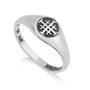 Jerusalem Cross Signet Purity Ring in 925 Sterling Silver, Oxidized