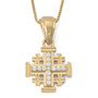 Petite 14K gold Jerusalem Cross pendant with Cubic Zirconia by Marina Jewelry