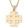 Large polished 14K gold Jerusalem Cross pendant by Marina Jewelry