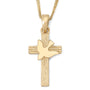 14K gold textured cross pendant with polished dove by Marina Jewelry