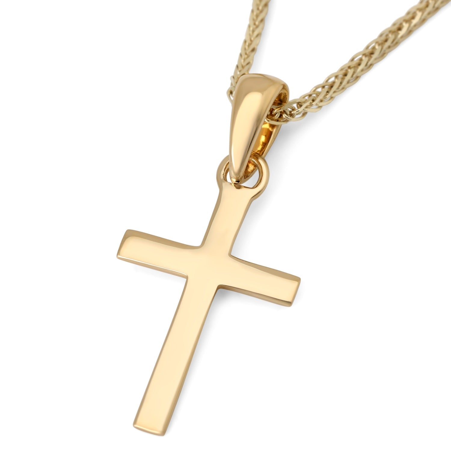 Classic polished 14K gold Latin cross pendant by Marina Jewelry