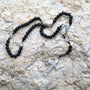 Black beaded rosary with Jordan River Water medallion and crucifix by Marina Jewelry