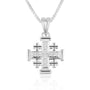 Zirconia Jerusalem Cross Pendant Necklace in 925 Sterling Silver by Marina Jewelry