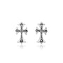 Gothic-style marcasite cross stud earrings in 925 sterling silver by Marina Jewelry