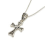Tapered cross pendant necklace with wrapped center band in 925 sterling silver by Marina Jewelry