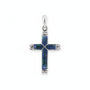 Large Eilat stone bar cross pendant in 925 sterling silver with marcasite accents by Marina Jewelry