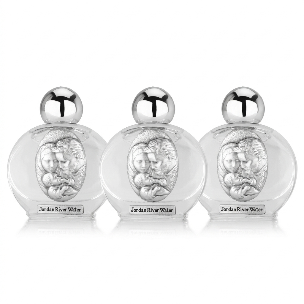 Holy Family Holy Water Bottle with Jordan River Water 3-Pack by Marina Jewelry
