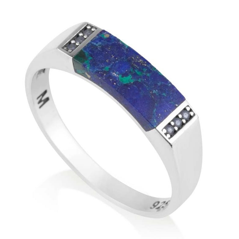 Eilat Stone Bar Ring in 925 Sterling Silver by Marina Jewelry