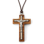 INRI Crucifix Pendant Necklace in Olive Wood by Marina Jewelry