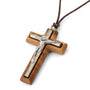 INRI Crucifix Pendant Necklace in Olive Wood